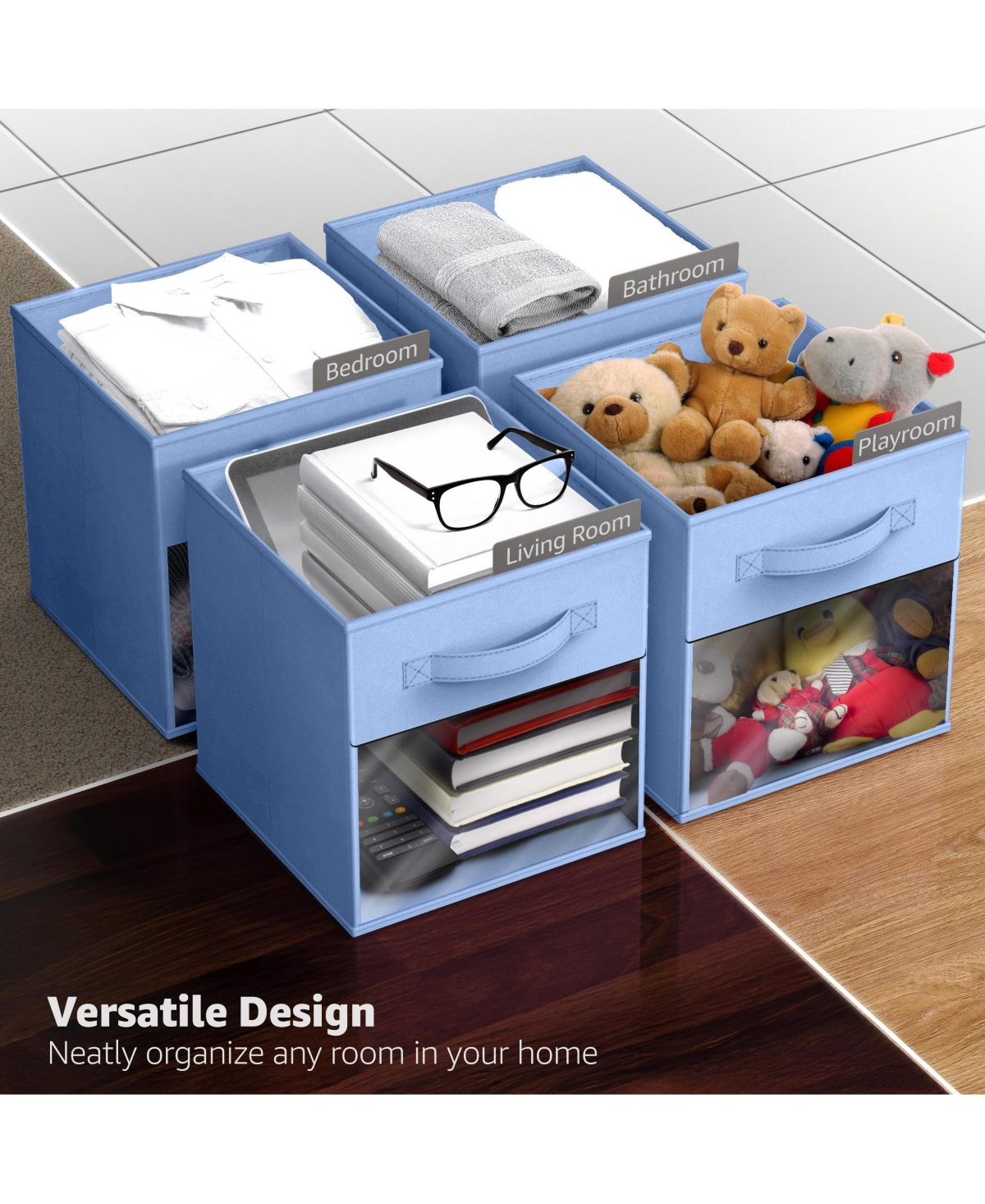 Sorbus 11 Inch Storage Bins with Clear Window