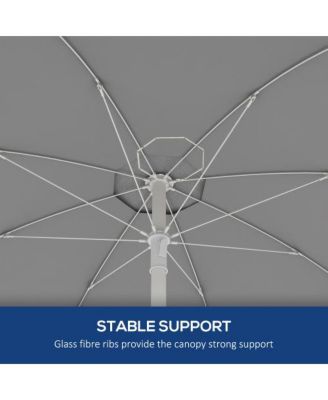 5.7ft Portable Beach Umbrella with Tilt Adjustable Height 2 Cup Holders Hooks UV 40 Plus Blue White Stripe