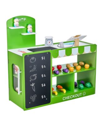 Wooden Grocery Store Playset for Kids with Accessories and Pretend Shopping Features