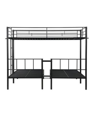 Twin Over Twin Over Twin Metal Triple Bunk Bed with Vertical Ladder and Safety Rails
