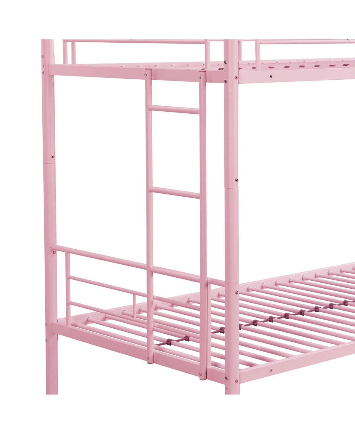 Boyel Living Metal Bunk Bed Pink Twin Over Twin, No Box Spring Needed, Easy Assemble with Safe Stairs