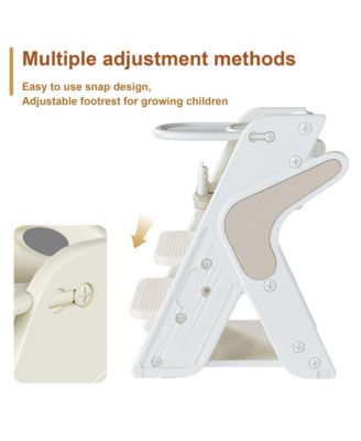 HDPE 3-in-1 Multi Functional Growing Up Baby Dining Chair Adjustable Height Toddler Tower with Seat Belts and Movable Dinner Plate