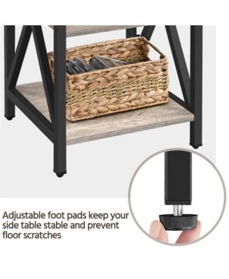 3-Tier Side End Table with Shelf, X-Shaped Side Coffee Snack Table