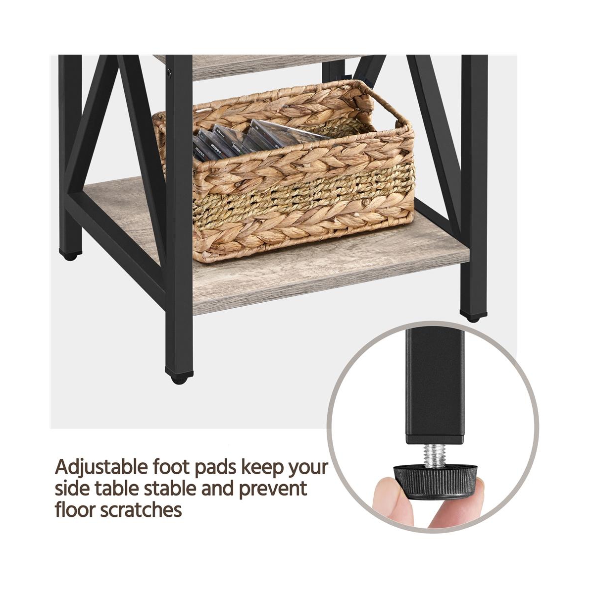 Yaheetech 3-Tier Side End Table with Shelf, X-Shaped Coffee Snack