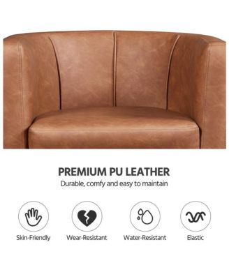 single club chair faux leather barrel-shaped accent arm chair