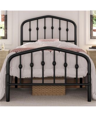 Modern Twin Size Metal Bed Frame with Arched Headboard & Footboard, Underbed Storage, Heavy Duty Slats – Bed Frame