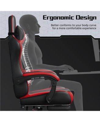 Ergonomic Gaming Chair with High Back and Slide-Out Footrest Full Black
