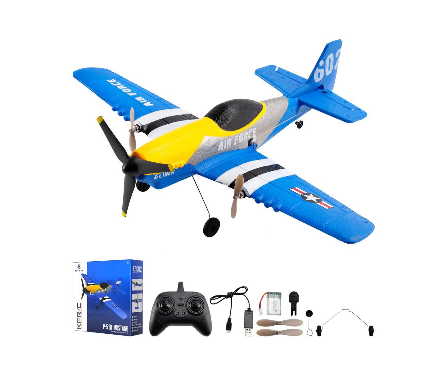 Детская игрушка Bruce & Shark P51 6-Axis Gyroscope RC Plane, цвет: Синий — фото 1