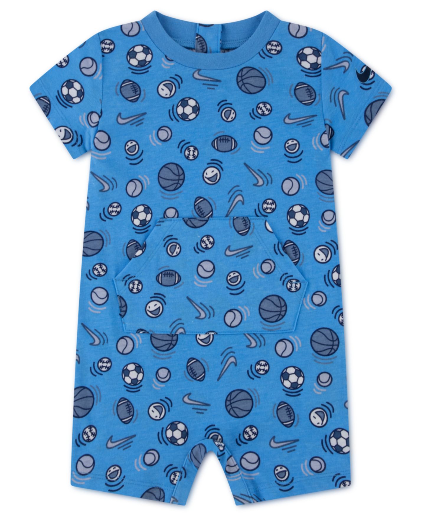 Комбинезон Nike Sport Ball Crewneck Printed Romper для мальчиков-малышей, цвет: Синий — фото 1
