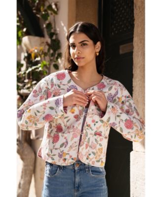 Women's Floral Reversible Cotton Quilted Jacket