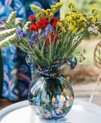 Hibiscus 96 oz. Glass Carnevale Medium Fluted Vase