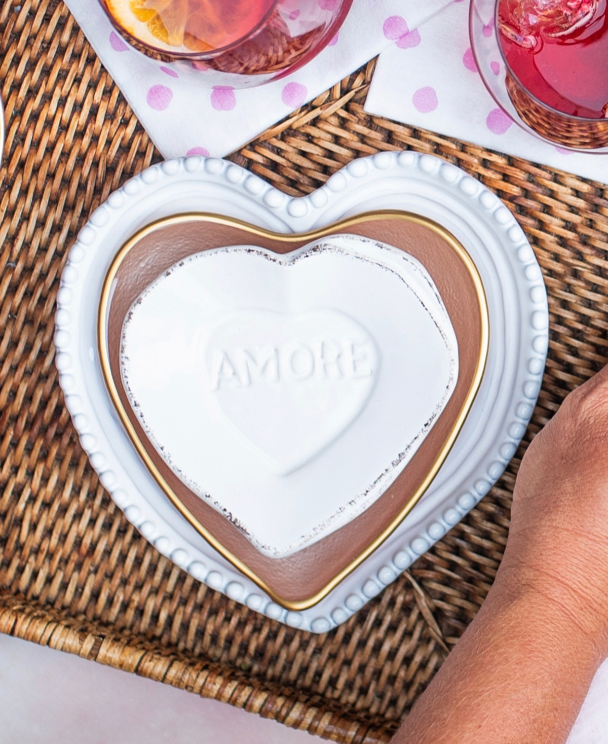 Vietri Baroque Glass Heart Cocktail Plate