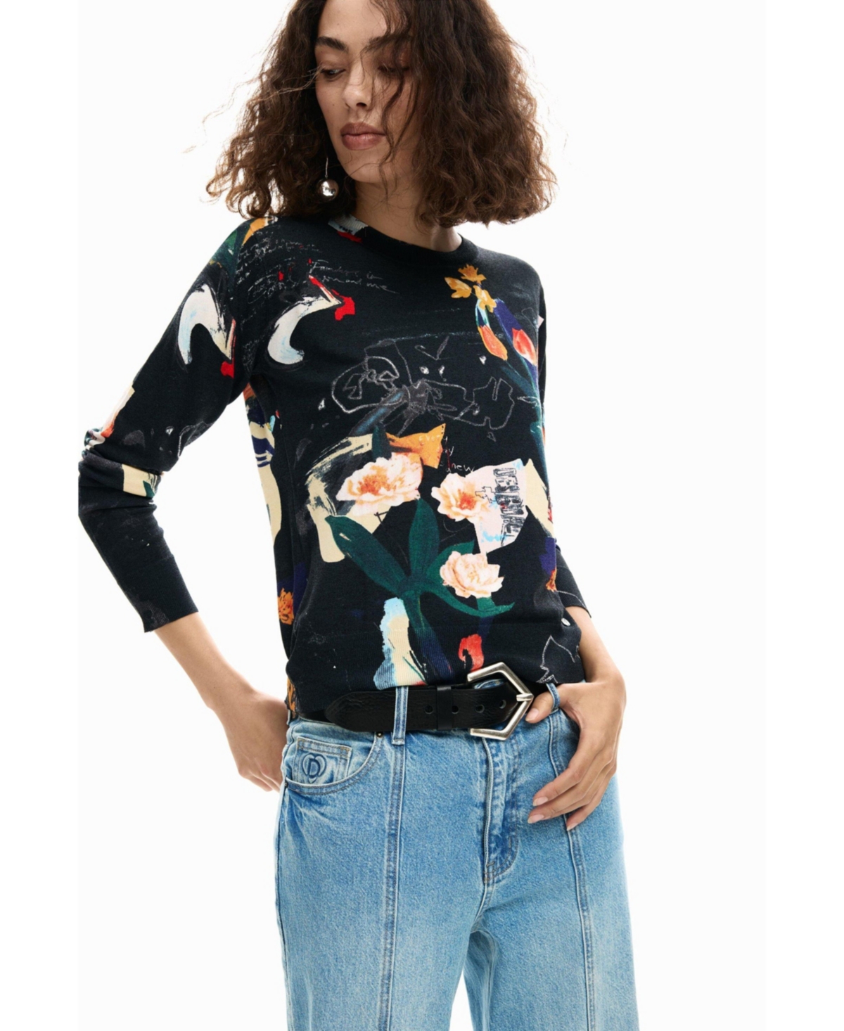 Desigual Women's Lightweight sweater with plants