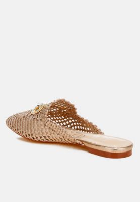 Womens Roboma Metallic Woven Diamante Mules