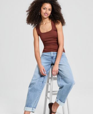 Women's Ribbed Seamless Square-Neck Tank Top