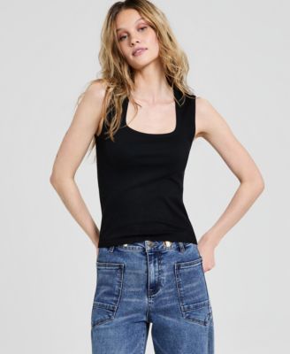 Women's Ribbed Seamless Square-Neck Tank Top
