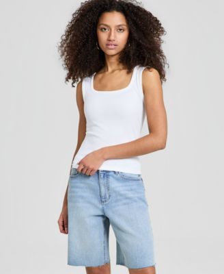 Women's Ribbed Seamless Square-Neck Tank Top