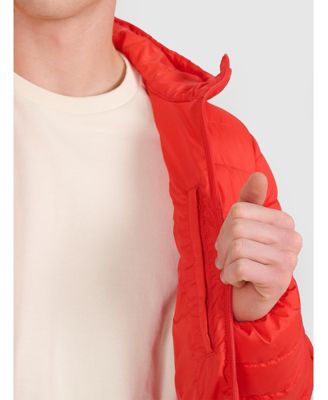 Men's down jacket with synthetic filling - red