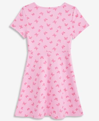 Girls' XS-XL Butterfly-Print Knit Dress