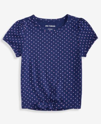 Girls' 12M-5T Dot-Print Tie T-Shirt