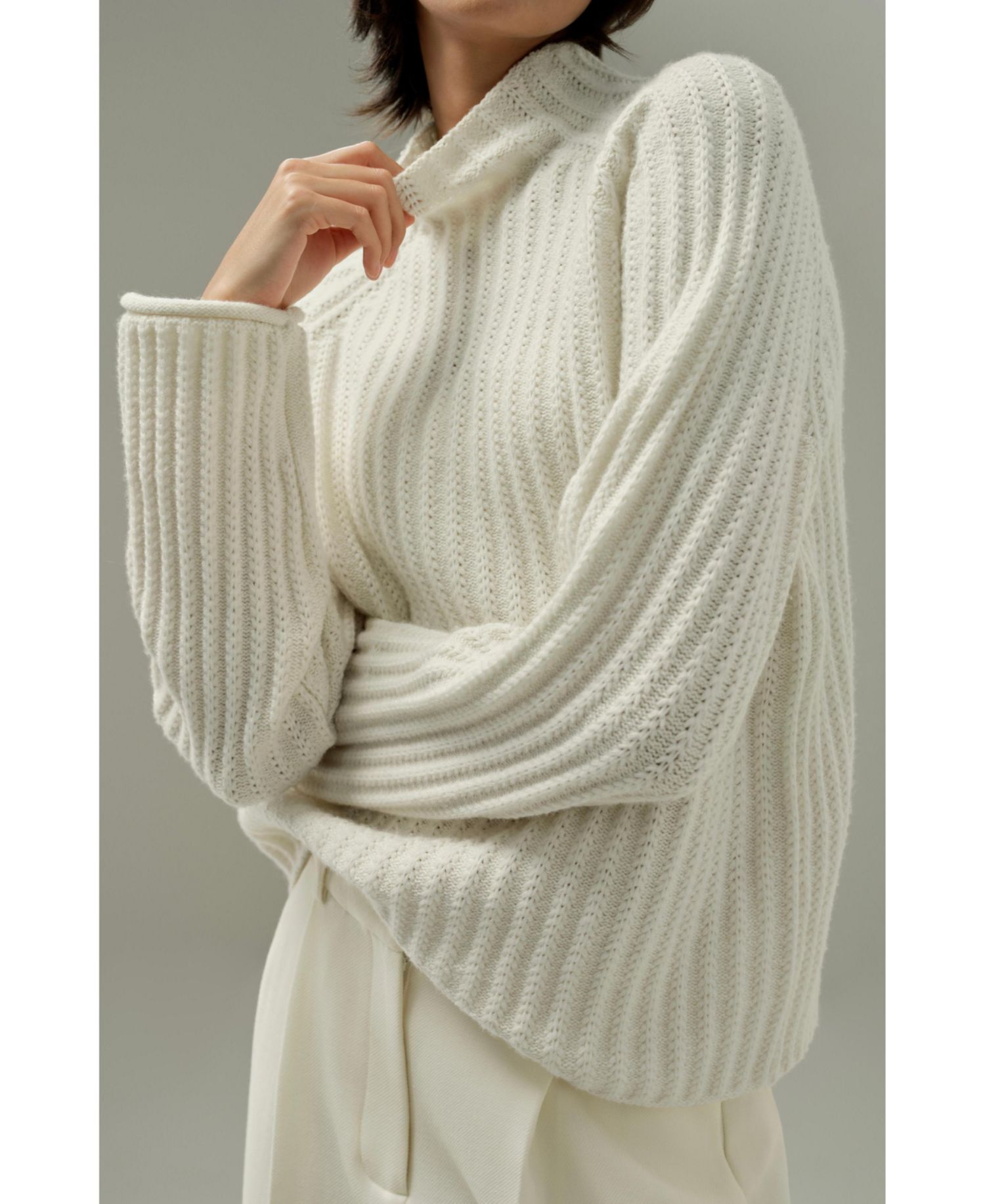 Women's Pointelle Mock Neck Sweater