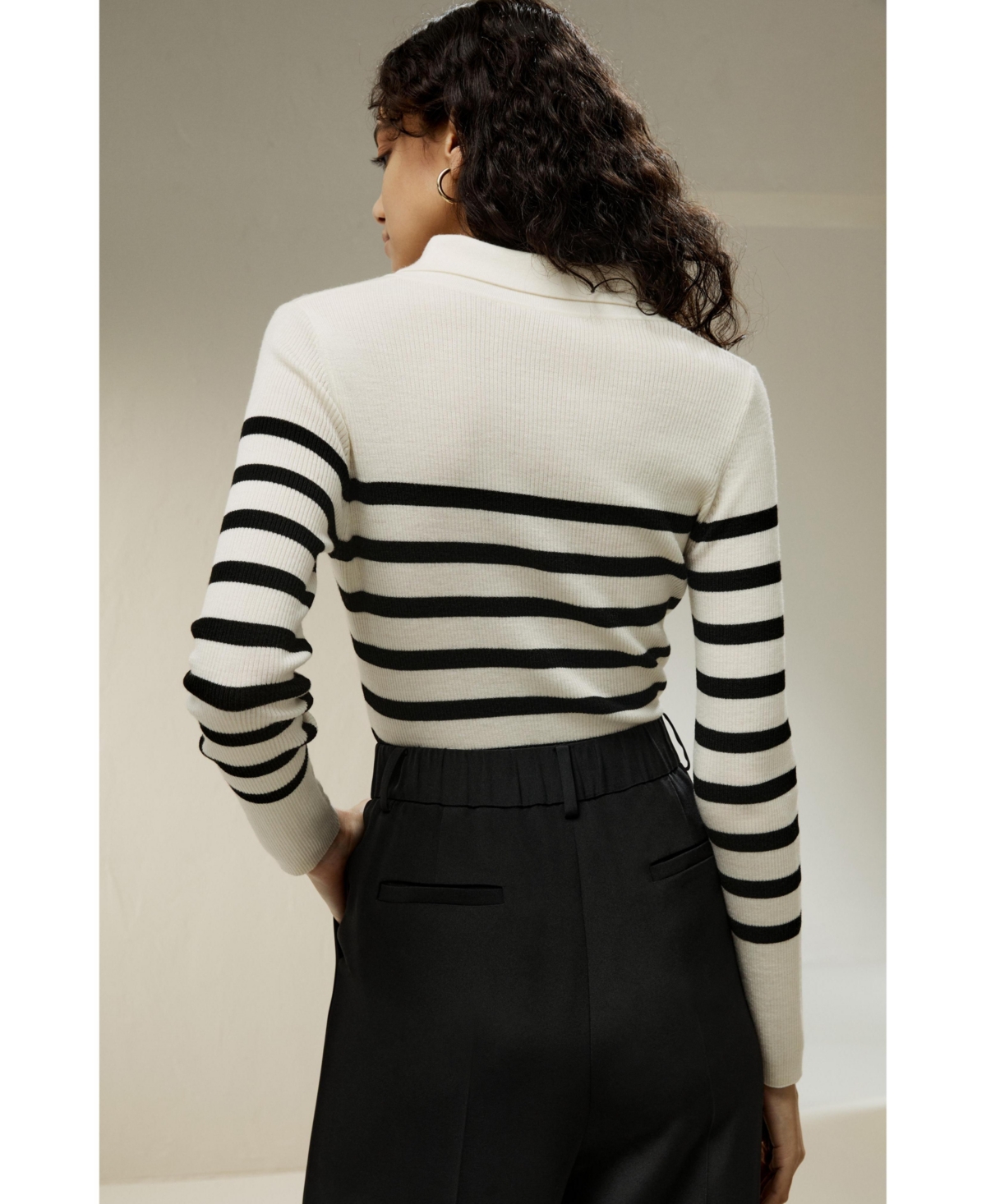 Lilysilk Women's Striped Ultra-fine Merino Wool Sweater