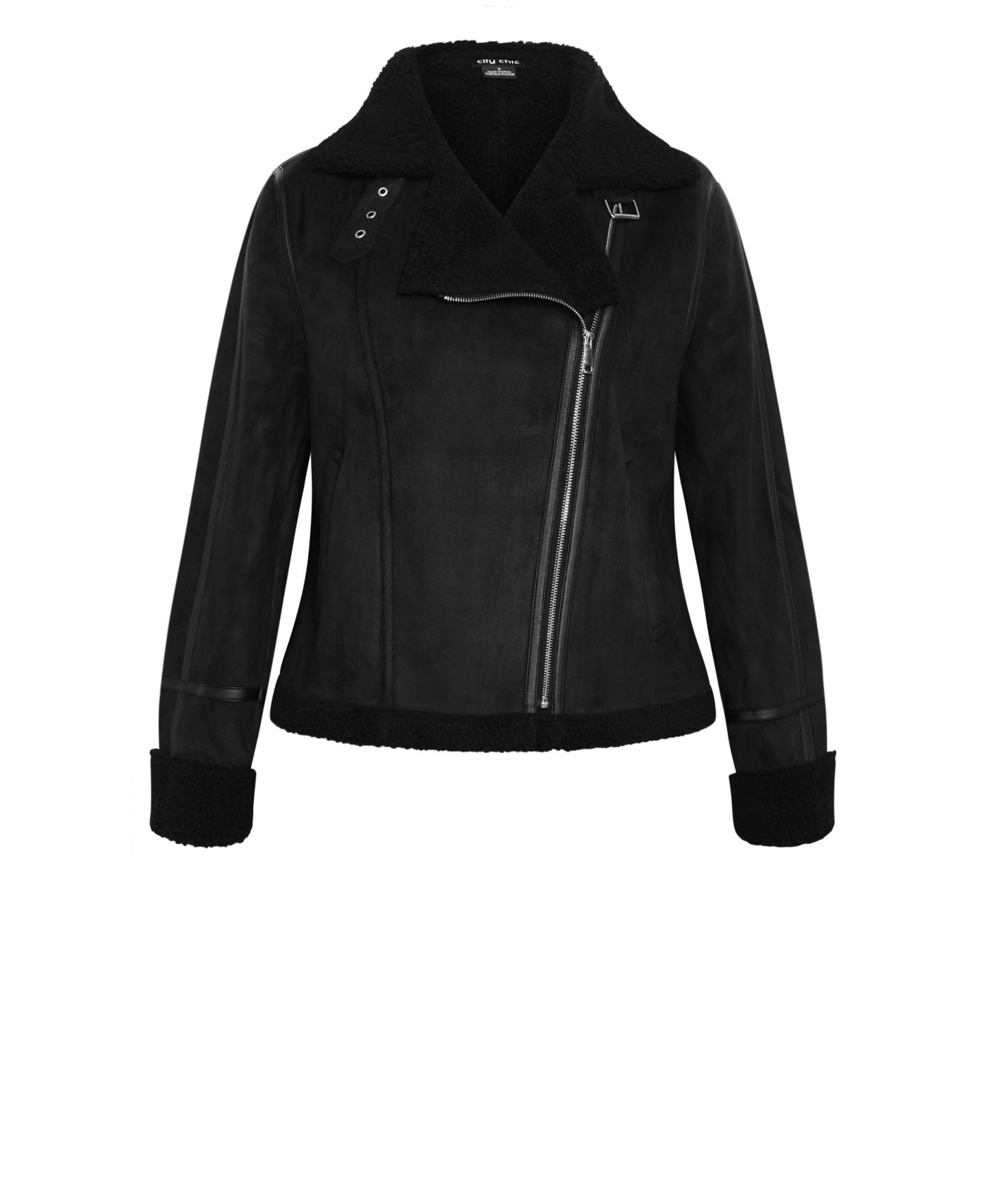 Женская куртка CITY CHIC Plus Size Sherpa Hunter, цвет: Чёрный — фото 4