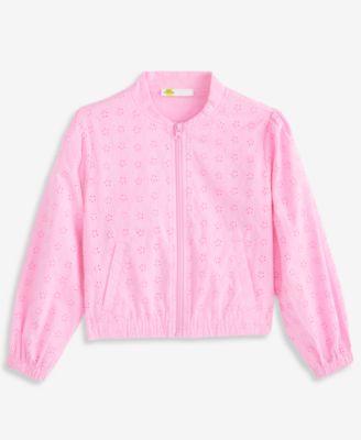 Girls' Toddler 12M-5T Cotton Eyelet Bomber Jacket