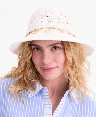 Charm Trim Paper Crochet Bucket Hat