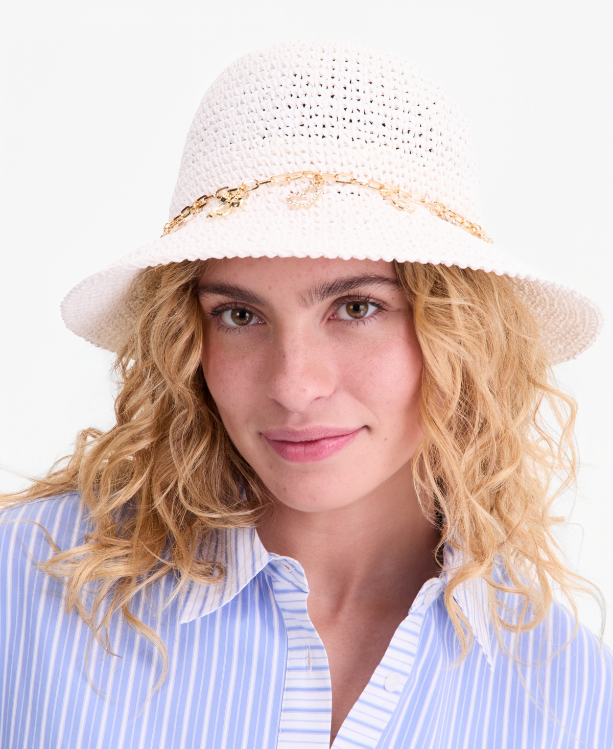 On 34th Charm Trim Paper Crochet Bucket Hat, Macy's Exclusive