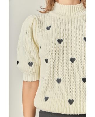 Women's Heart Shape Embroidery Sweater