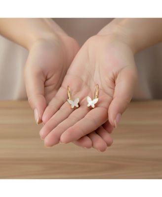 Enchanting Kids 14K Yellow Gold-Plated Mother of Pearl Butterfly Dangle Earrings