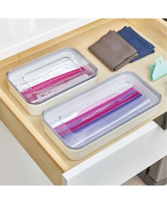 Food Bag Dispenser Organizer  - Set of 3 -White/Clear