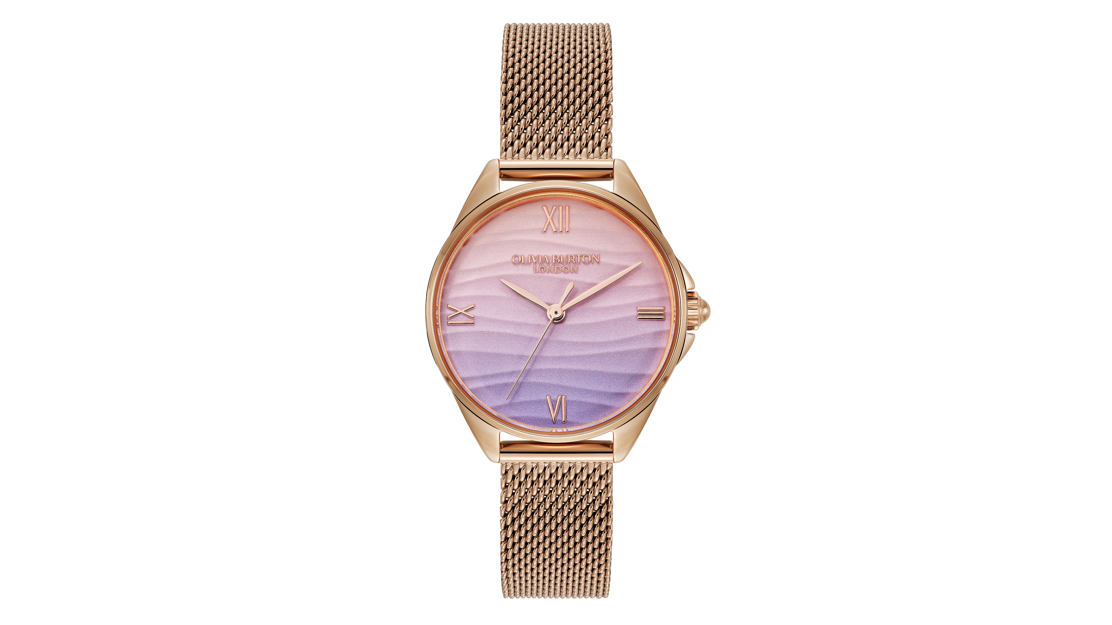 Olivia Burton Women's Azure Rose Gold Tone Stainless Steel Mesh Bracelet Watch, 30mm