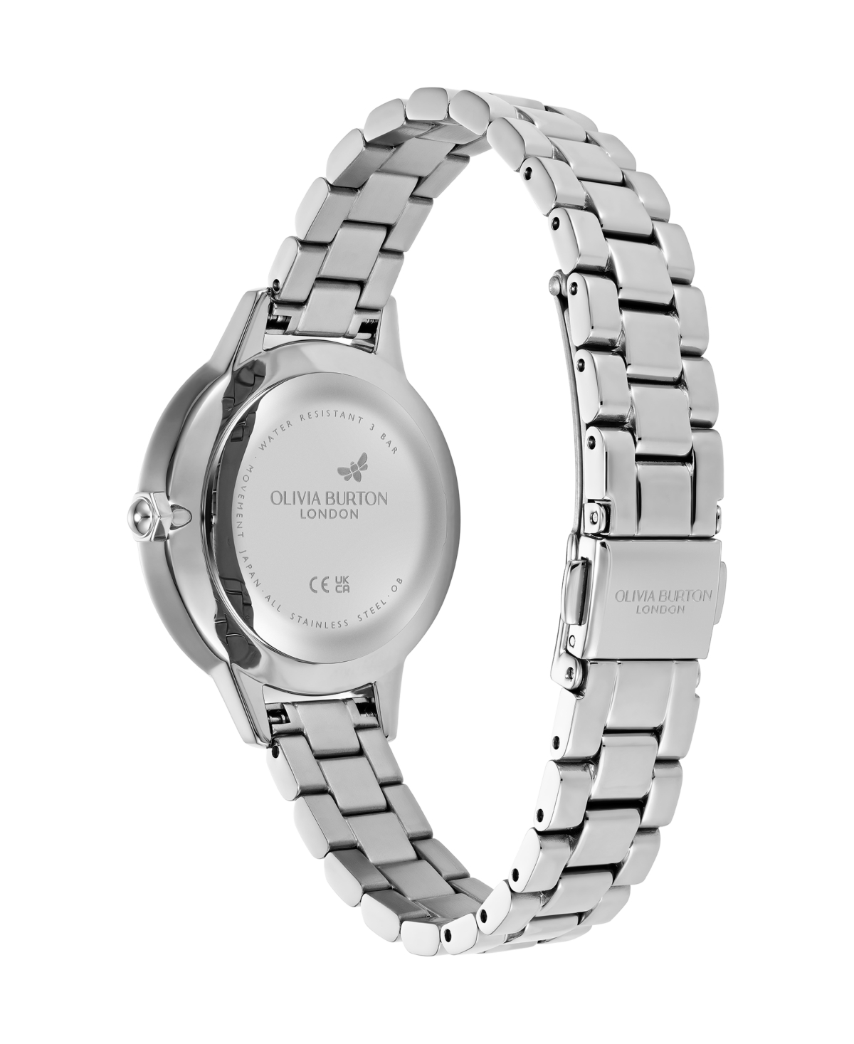 Olivia Burton Women's Captivate Silver Tone Stainless Steel Bracelet Watch, 34mm