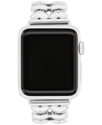 Women's Silver Tone Stainless Steel With Crystals Heart Apple Watch, Strap 38mm, 40mm, 41mm