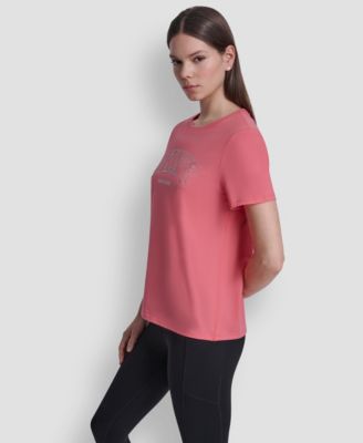 Women's Rhinestone Varsity Logo Relaxed Fit Pull-On T-Shirt