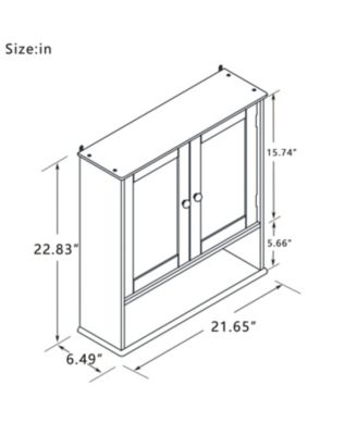 Bathroom Wall Cabinet With Double Mirror Doors And Shelves