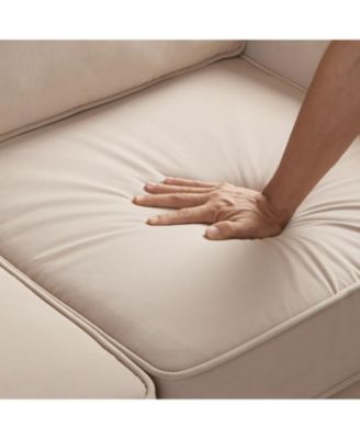 Velvet 3-Seat Sofa with Wood Legs