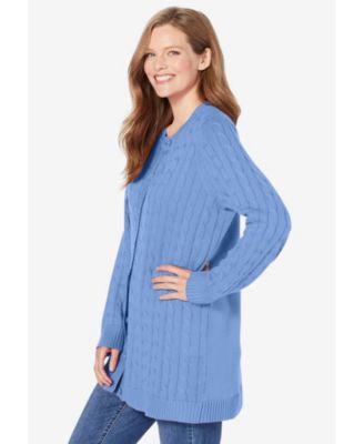 Women's Within Cotton Cable Knit Cardigan Sweater