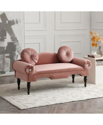 Modern Velvet Loveseat with Nailhead Trim & 2 Pillows