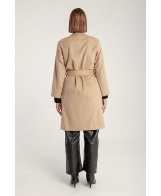 Women's Cashmere Belted Lapel Coat