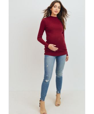 Maternity Mock Neck Long Sleeve Ribbed Top