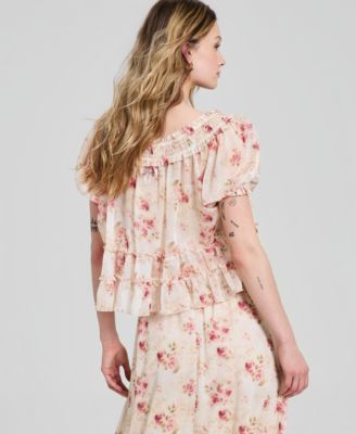 Women's Ruffled Tie-Neck Top