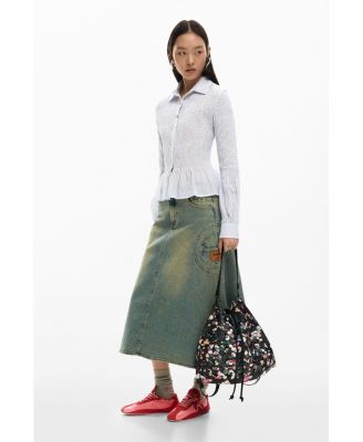 Women's Medium braided backpack with flowers