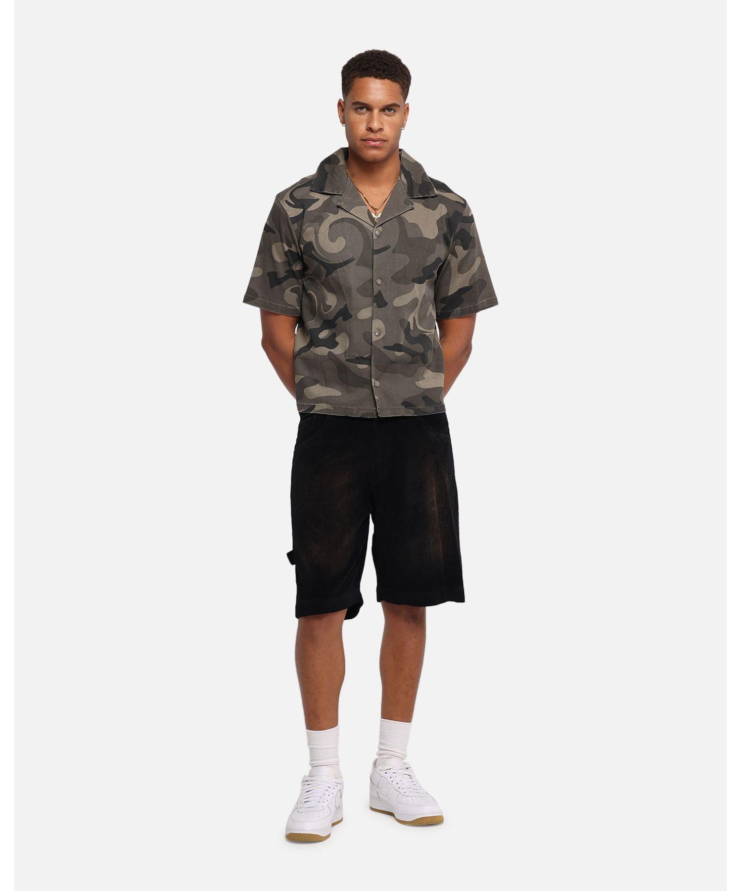 Men's Washed Camo Button Up Shirt Camo