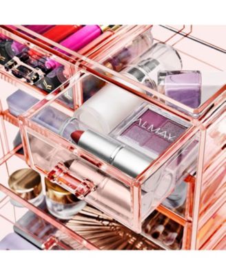 6 Drawer Clear Organizer Case for Cosmetics, Makeup and Jewelry (4 Large, 2 Small Drawers)