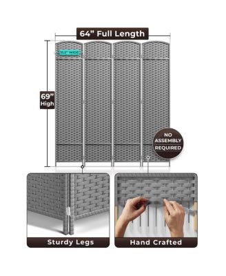 4 Panel Room Divider Panel - Extra Wide Double Hinged Panels - Folding Privacy Screens