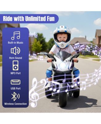 Kids Electric Ride On Motorcycle with LED Lights Music and Three Wheel Design