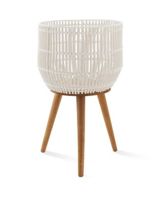 Planter Basket with Stand, Floor Planter with Wood Legs, Large Plant Pot Cover with Liner